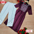 Wine Embroidered Kurtha Pant Set
