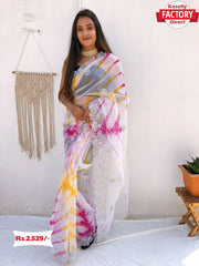 Multi-color Designer Organza Silk Saree