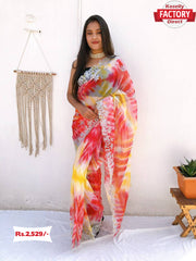 Multi-color Designer Organza Silk Saree