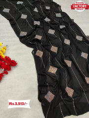 Designer Black Saree With Diamond Work