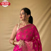 Pink Banarasi Zari Linen Sarees