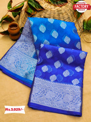 Pure Organza Multishaded Silver Zari Saree