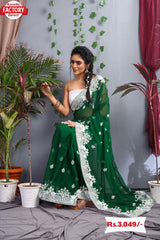 Green Kashmiri Work Partywear Saree