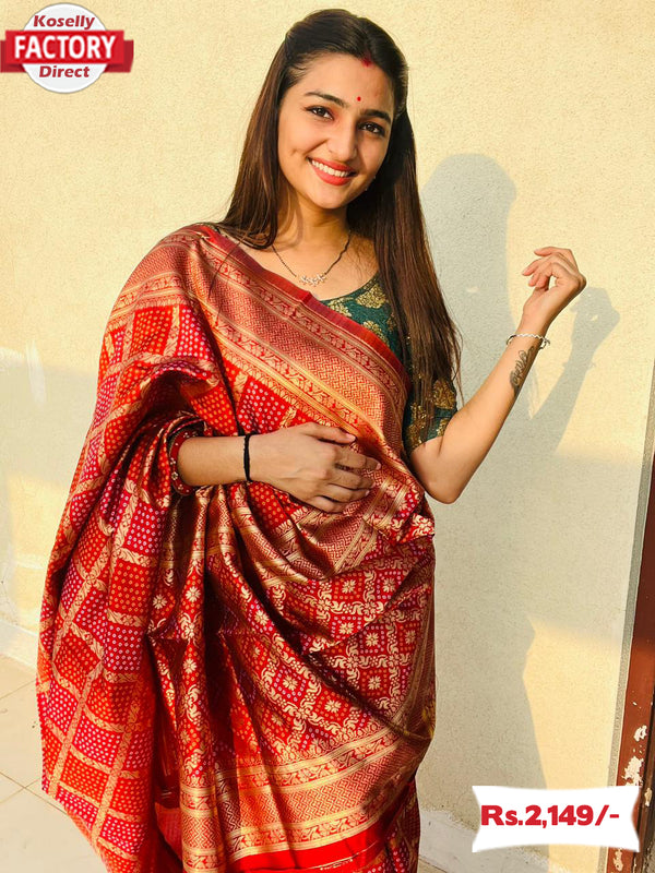 Red Banarasi Soft Silk Saree