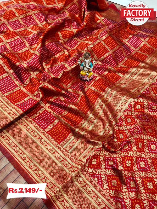Red Banarasi Soft Silk Saree