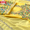 Yellow Georgette Embroidered Partywear Saree