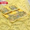 Yellow Georgette Embroidered Partywear Saree
