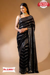Black Sequins Partywear Georgette Saree