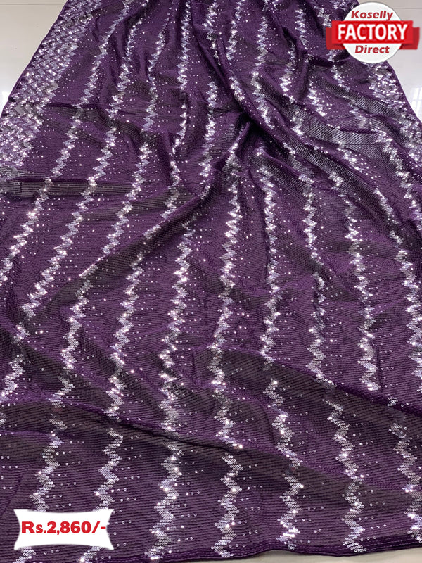 Purple Sequins Partywear Georgette Saree