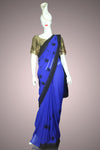Royal Blue Georgette Saree with Fancy Thread Work