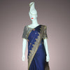 Navy Blue Georgette Saree with resham embroidery