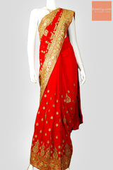 Bridal Red Georgette Embroidered Saree