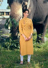 Yellow Embroidered Kurthi Top