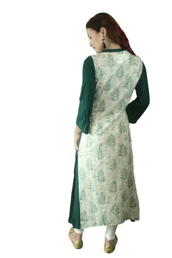Jenifry Green and White Kurthi top