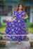 Blue Floral Printed Floor Length Gown