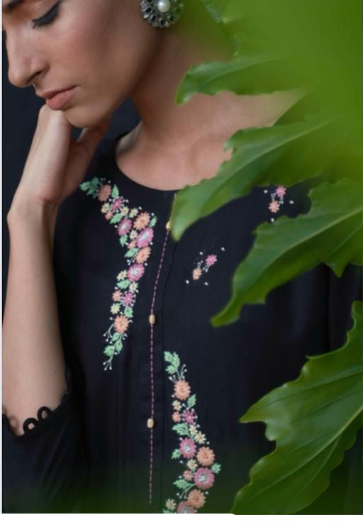 Black Embroidered Kurtha and Palazzo Set