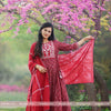 Red Floral Pure Cotton Anarkali Set