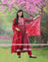 Red Floral Pure Cotton Anarkali Set