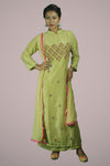 Pista Green Kurtha with Inner Gown