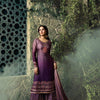 Purple Semi-stitched Pure Silk Kurtha Sharara Set
