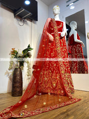 Designer Bridal Velvet Semi-Stitched Lehenga