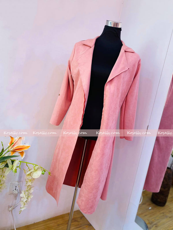 Pink Long Suede Coat
