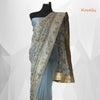 Ash colored net embroidered saree