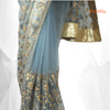 Ash colored net embroidered saree
