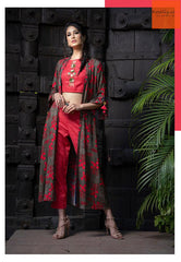 Pink Tops Pant with Grey Shrug