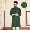 Dark Green Mens Cotton Kurtha Suruwal