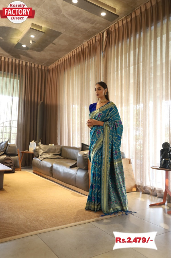 Blue Soft Banarasi Silk Saree