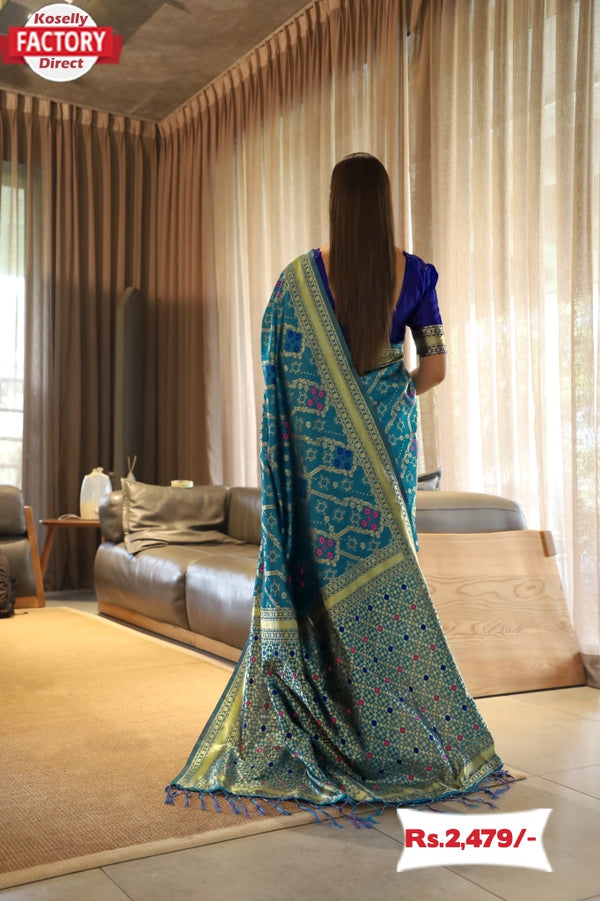 Blue Soft Banarasi Silk Saree