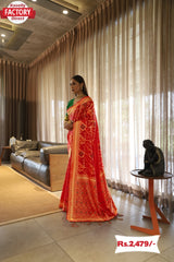 Red Soft Banarasi Silk Saree