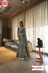 Silver Soft Banarasi Silk Saree