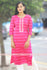 Pink Bandhani Print Embroidered Kurthi