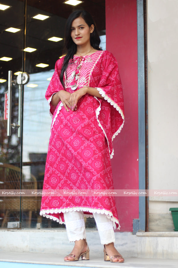 Pink Embroidered Kaftan with Pant